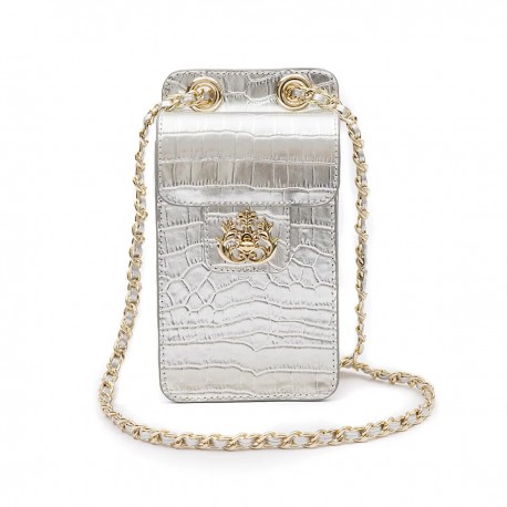 Bolsa Isla Pouch Anne Tampa New Croco Prata