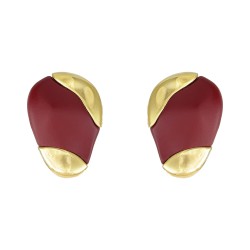 Brinco Nádia Gimenes Mocha & Cherry Resina Pressão Dourado