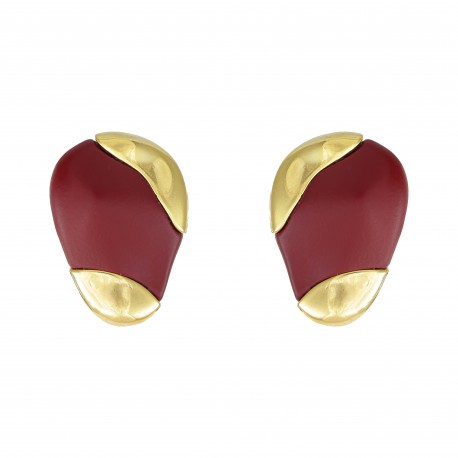 Brinco Nádia Gimenes Mocha & Cherry Resina Pressão Dourado