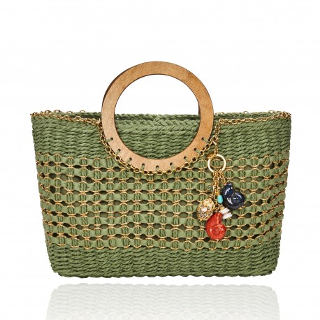 Bolsa Camila Klein Limone Di Sorrento Palha Trabalhada Verde
