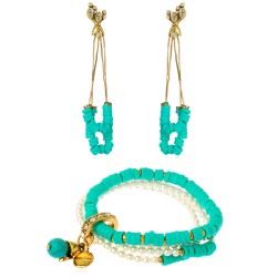 Conjunto Camila Klein Memories Turquesa Ouro Velho