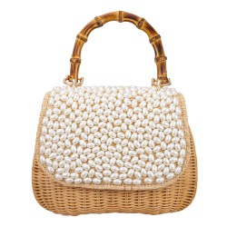 Bolsa Empório MP Rattan Pérolas Natural