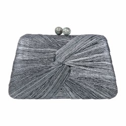 Bolsa Maria Chic Acessórios MP Clutch Metalizada Preta e Prata