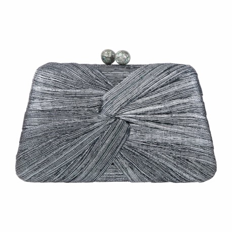 Bolsa Maria Chic Acessórios MP Clutch Metalizada Preta e Prata