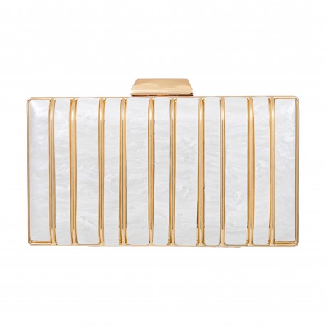 Bolsa Maria Chic Acessórios Clutch Tita Acrílica Off Whitte