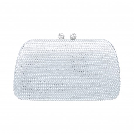 Bolsa Maria Chic Acessórios Clutch Cristais Prata