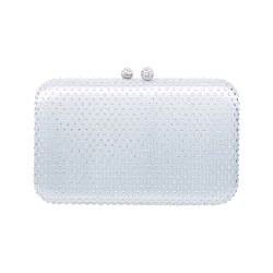 Bolsa Maria Chic Acessórios Clutch Cetim Cristais Prata
