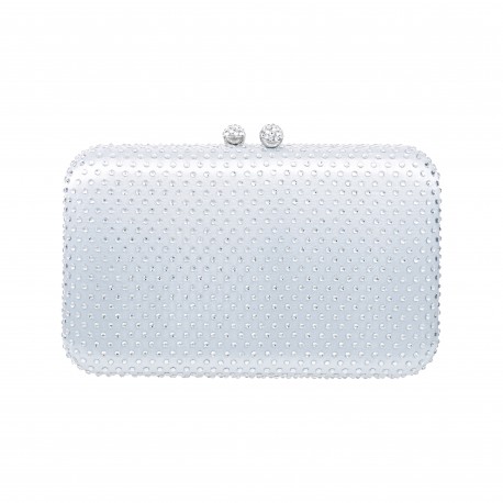 Bolsa Maria Chic Acessórios Clutch Cetim Cristais Prata