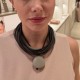 Colar Luiza Rogi Una Fio Couro Cadarço Pingente Prata Envelhecido