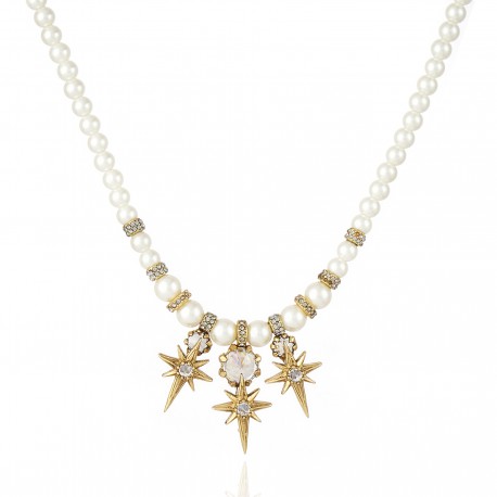 Colar Claudia Arbex Star Harley Pérolas Pingentes Ouro Vintage