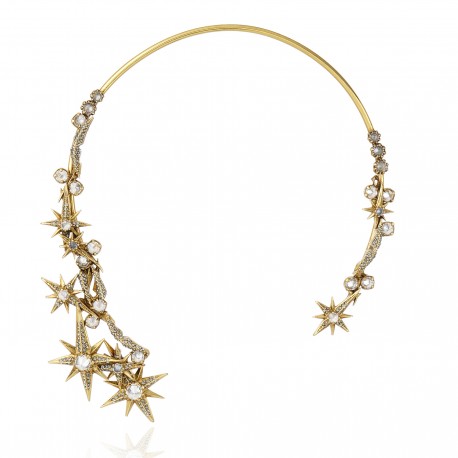 Colar Claudia Arbex Star Harley Choker Aro Ouro Vintage