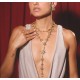 Colar Claudia Arbex Star Harley Longo Cristais Ouro Vintage