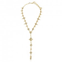 Colar Claudia Arbex Star Harley Longo Cristais Ouro Vintage