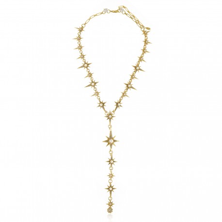 Colar Claudia Arbex Star Harley Longo Cristais Ouro Vintage