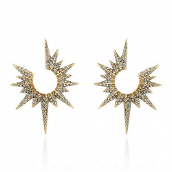 Brinco Claudia Arbex Star Harley Cristais Ouro Vintage