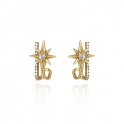 Brinco Claudia Abex Star Harley Cristais Ouro Vintage