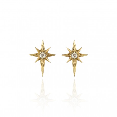 Brinco Claudia Abex Star Harley Cristal Ouro Vintage