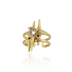 Anel Claudia Arbex Star Harley Cristal Ouro Vintage