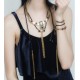 Colar Claudia Arbex Star Harley Franjas Longo Ouro Vintage