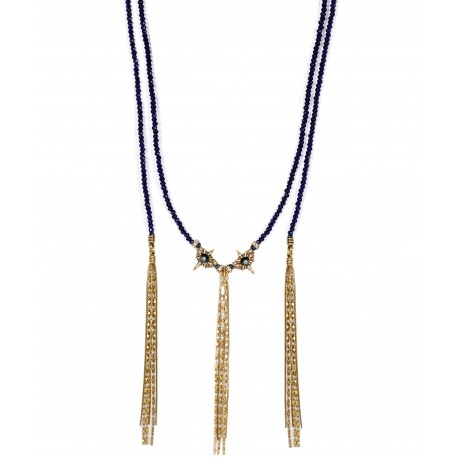 Colar Claudia Arbex Star Harley Franjas Longo Ouro Vintage