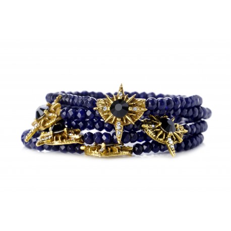 Pulseira Claudia Arbex Star Kit Pedras Naturais Ouro Vintage