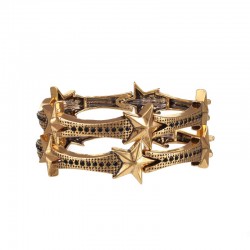 Pulseira Claudia Arbex Star Harley Kit Cristais Metal Ouro Vintage