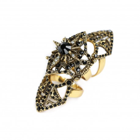 Anel Claudia Arbex Star Harley Gladiador Cristais Ouro Vintage
