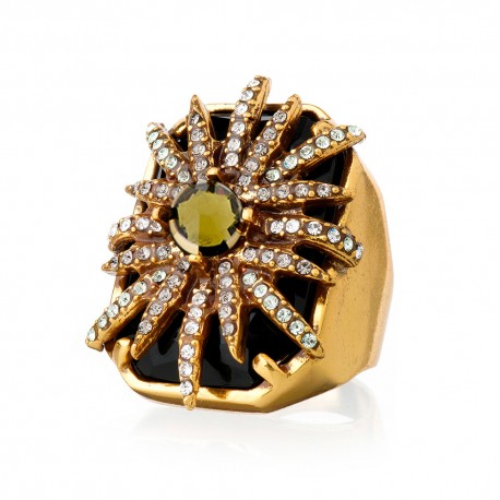 Anel Claudia Arbex Star Harley Cristal Ouro Vintage