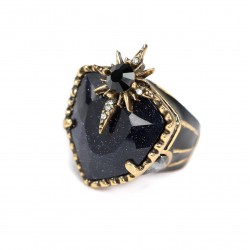 Anel Claudia Arbex Star Harley Pedra Natural Estrela Ouro Vintage