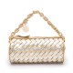 Bolsa Isla Cilíndrica Tressê Couro Ouro Prata
