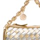 Bolsa Isla Cilíndrica Tressê Couro Ouro Prata