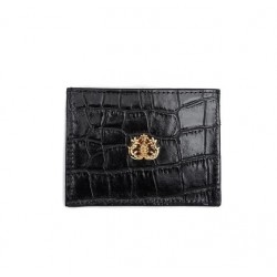 Carteira Isla Couro Maxi Croco Preto