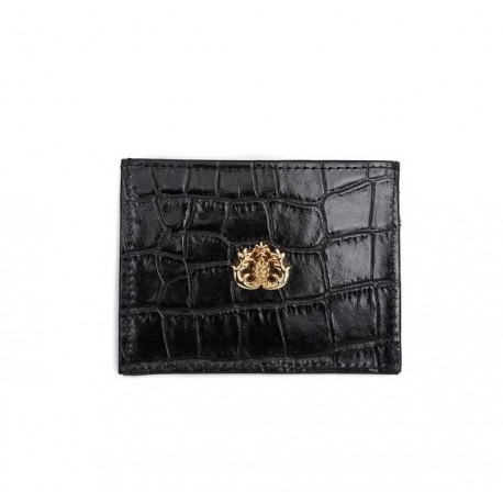 Carteira Isla Couro Maxi Croco Preto