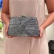 Bolsa Maria Chic Acessórios MP Clutch Metalizada Preta e Prata