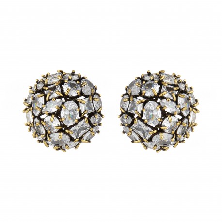 Brinco Hector Albertazzi Brisa Zircônias Ouro Vintage