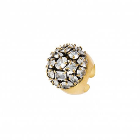 Anel Hector Albertazzi Brisa Maxi Zircônia Ouro Vintage