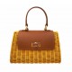 Bolsa Serpui Bag Yasmin Vime Natural Couro Caramelo
