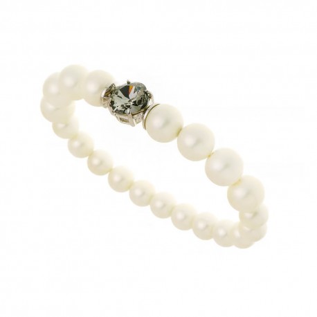 Pulseira Nádia Gimenes Christal Pérolas Prata