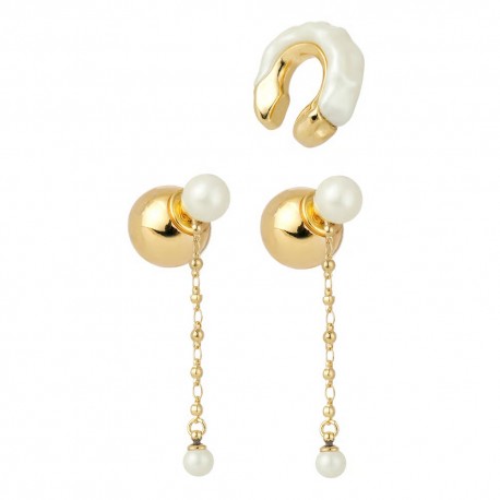 Brinco Nádia Gimenes Christal Kit Piercing Pérola Dourado