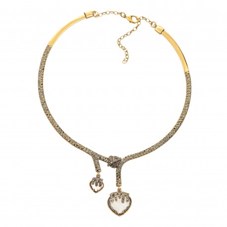 Colar Camila Klein Água Choker Cristais Ouro Velho