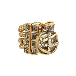 Anel Claudia Arbex Blade Cristais Ouro Vintage