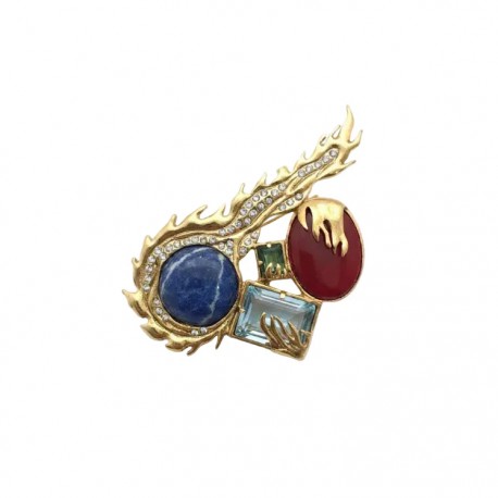 Broche Camila Klein Exclusive Safira Ouro Velho