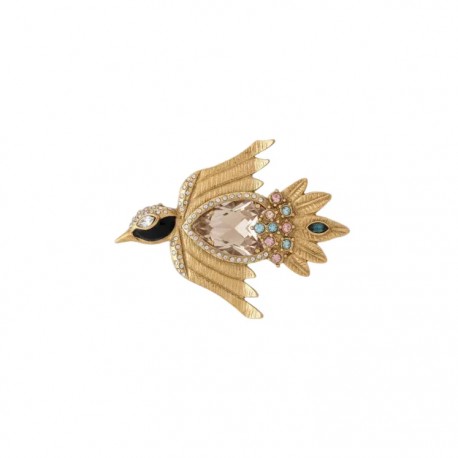 Broche Camila Klein Exclusive Pássaros Onix Ouro Velho