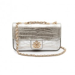 Bolsa Isla Anne Baguete Couro New Croco Prata