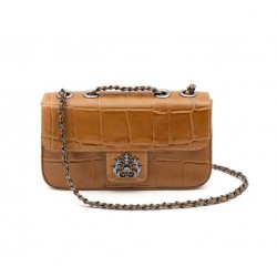 Bolsa Isla Anne Baguete Couro Caiman Mel