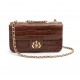 Bolsa Isla Anne Baguete Couro Maxi Croco Pinhão