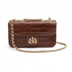Bolsa Isla Anne Baguete Couro Maxi Croco Pinhão