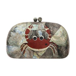 Bolsa Serpui Clutch Greta Crab Blacklip Madrepérola