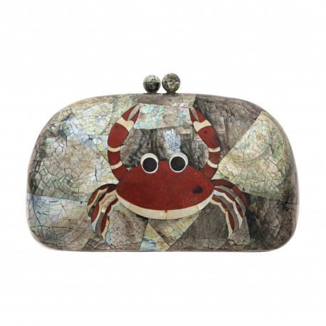 Bolsa Serpui Clutch Greta Crab Blacklip Madrepérola