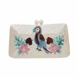 Bolsa Serpui Clutch Farah Macaw Kabibe Madrepérola